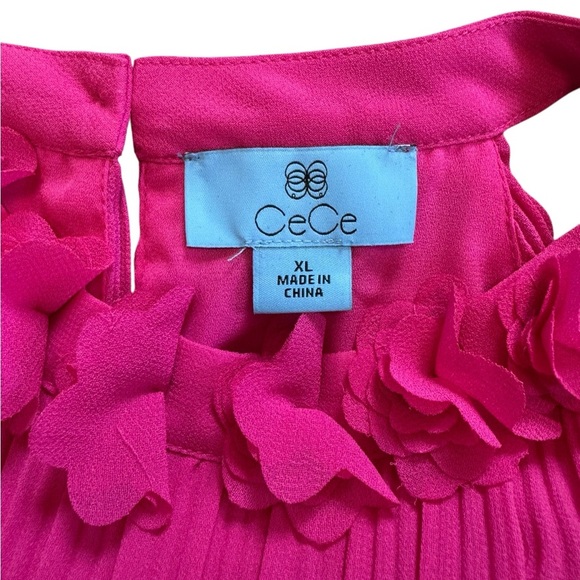 CeCe Fuchsia Pleated Sleeveless Blouse - Picture 5 of 9
